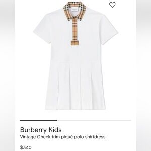 Burberry Kids White Polo Dress with Check Collar